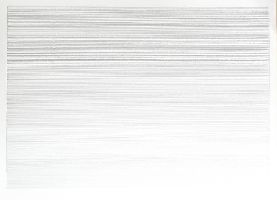 Kostana Banovic, z.t. 2007, betekend, geperforeerd papier, 50 x 70 cm.

(een rij potloodlijnen, twee rijen perforaties)
PHŒBUS•Rotterdam