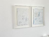Dominique De Beir, twee werken op gelaagd papier, pigment, perforaties e.a. ingrepen in het papier, 2020; elk ruim A4, ingelijst.
PHŒBUS•Rotterdam