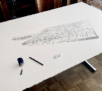 Mark Cloet, tekening 0.75 x 1.05 m. in wording -

met gum, potlood, inktpot, aquarelpotlood.
PHŒBUS•Rotterdam