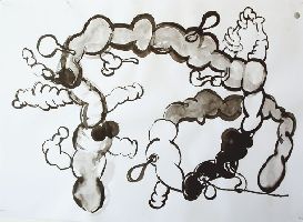 Gilbert van Drunen, ''IA-1 (internal affairs 1) '', 2005, inkt op papier, 48 x 65 cm.

[Darm met veel blinden darmen.]
PHŒBUS•Rotterdam