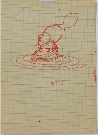 Bea Emsbach, tekeningen van haar afstudeerproject 1994, rode inkt / A5 papier. (1figzwemt) UNICUM
PHŒBUS•Rotterdam