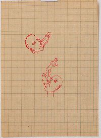 Bea Emsbach, tekeningen van haar afstudeerproject 1994, rode inkt / A5 papier. (2hfd_3popp) UNICUM
PHŒBUS•Rotterdam