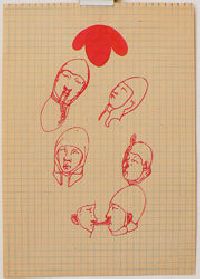 Bea Emsbach, tekeningen van haar afstudeerproject 1994, rode inkt / A5 papier. (5hf_blad) UNICUM
PHŒBUS•Rotterdam