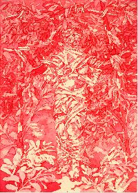 Bea Emsbach, tekeningen in rode inkt, gemaakt met 'Kolbenfüller' (vulpen met zuiger), A4,

uit de expositie ''Tarnhaut'', 2009
PHŒBUS•Rotterdam
