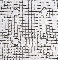 Hans Houwing, detail van z.t. 1998, een aantal mazen op regelmatige afstanden opgerekt in een rechthoekig, half kussen van fijnmazig rvs-gaas, 35 x 29 x 13 cm.  No. 5 in boekuitgave.
PHŒBUS•Rotterdam