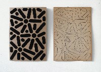 Johan van Oord, twee werken 2015, collage en collage geprepareerd houtboard, papierplakband, elk 33,2 x 23 cm.
PHŒBUS•Rotterdam