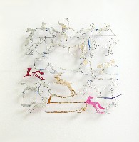 Sibylle von Preussen, 'Sans Souci', 2013, verf, bladzilver, papier, achter glas, ca. 40 x 40 cm.
PHŒBUS•Rotterdam