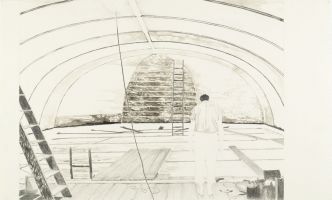 Jos van der Sommen, 'De morgen achter het beeld', 2010, potlood, oost indische inkt papier, 65 x 100 cm.
PHŒBUS•Rotterdam