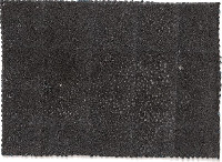 Dominique De Beir, een van 31 works ''From Noirville'', 2009. Each in black sandpaper, perforated; verso in silver paint and signed, with date; 10 x 15 cm. 27-8-2009
PHŒBUS•Rotterdam