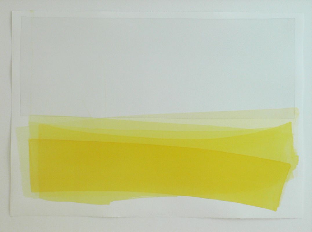 Joachim Bandau, aquarel 2006, een vlak verdunde zwarte aquarelverf, vijf banen gele aquarelverf, 0.70 x 1 m., gesigneerd ''Bandau 2006''
PHŒBUS•Rotterdam Joachim Bandau, aquarel 2006, een vlak verdunde zwarte aquarelverf, vijf banen gele aquarelverf, 0.70 x 1 m., gesigneerd ''Bandau 2006''
PHŒBUS•Rotterdam