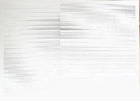 Kostana Banovic, z.t. 2007, betekend, geperforeerd papier, 50 x 70 cm.

(twee rijen potloodlijnen, drie rijen perforaties)
PHŒBUS•Rotterdam