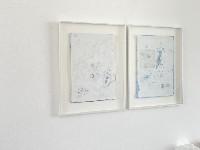 Dominique De Beir, twee werken op gelaagd papier, pigment, perforaties e.a. ingrepen in het papier, 2020; elk ruim A4, ingelijst.
PHŒBUS•Rotterdam