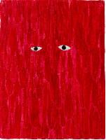 Célio Braga, Bloody Eyes, 2021. Oil on layered cloth. 38 x 29 cm. (wit oog/rood)
PHŒBUS•Rotterdam