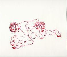 Bea Emsbach, 'Ringkampf', 2006, inkt op papier, 35 x 42 cm.
PHŒBUS•Rotterdam