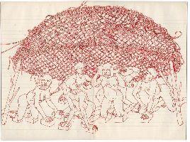 Bea Emsbach, `horchhorch`, rode inkt op papier, 31 X 42 cm.
PHŒBUS•Rotterdam