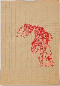 Bea Emsbach, tekeningen van haar afstudeerproject 1994, rode inkt / A5 papier. (1figenpr_haar) UNICUM
PHŒBUS•Rotterdam