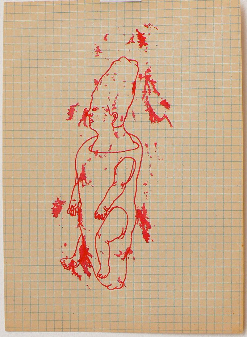 Bea Emsbach, tekeningen van haar afstudeerproject 1994, rode inkt / A5 papier. (1figmhoed_vlkkn) UNICUM
PHŒBUS•Rotterdam