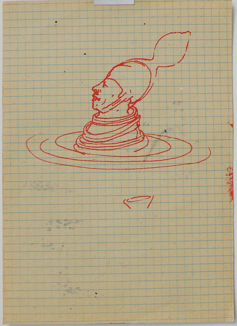 Bea Emsbach, tekeningen van haar afstudeerproject 1994, rode inkt / A5 papier. (1figzwemt) UNICUM
PHŒBUS•Rotterdam