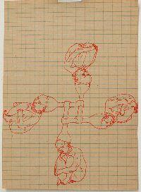 Bea Emsbach, tekeningen van haar afstudeerproject 1994, rode inkt / A5 papier. (4kids) UNICUM
PHŒBUS•Rotterdam