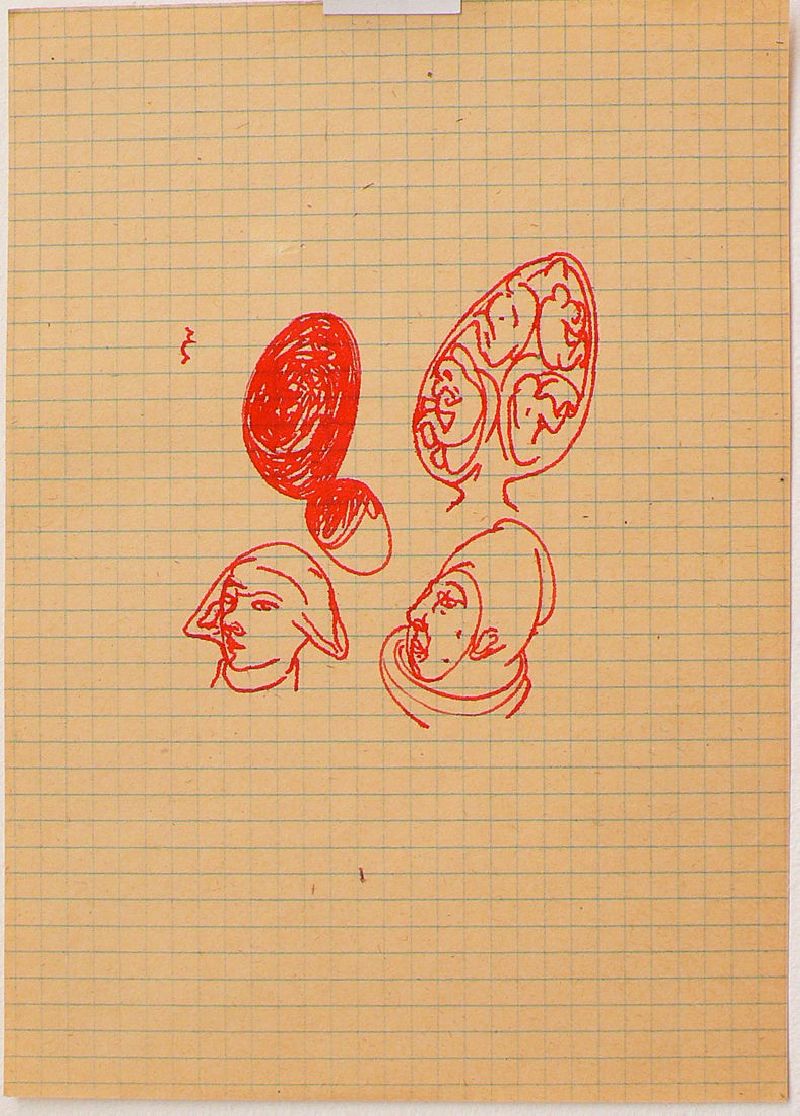 Bea Emsbach, tekeningen van haar afstudeerproject 1994, rode inkt / A5 papier. (man_vrmet2hfddksls) UNICUM
PHŒBUS•Rotterdam