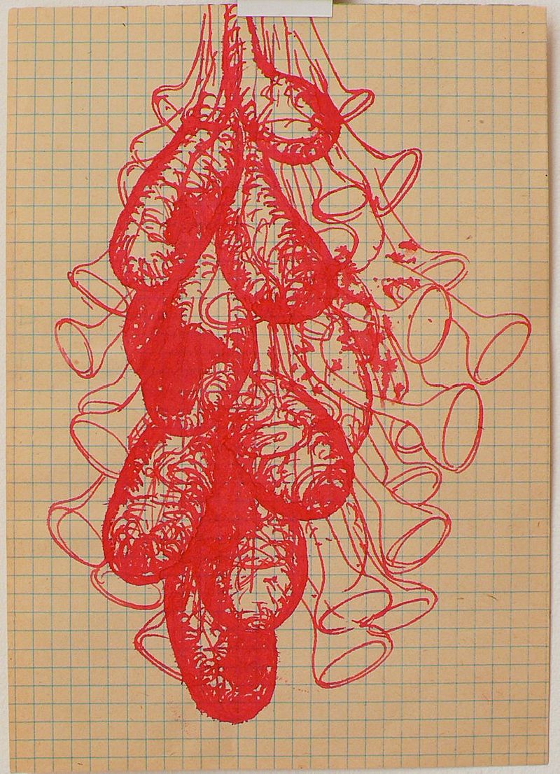 Bea Emsbach, tekeningen van haar afstudeerproject 1994, rode inkt / A5 papier. (toeters_ball) UNICUM
PHŒBUS•Rotterdam