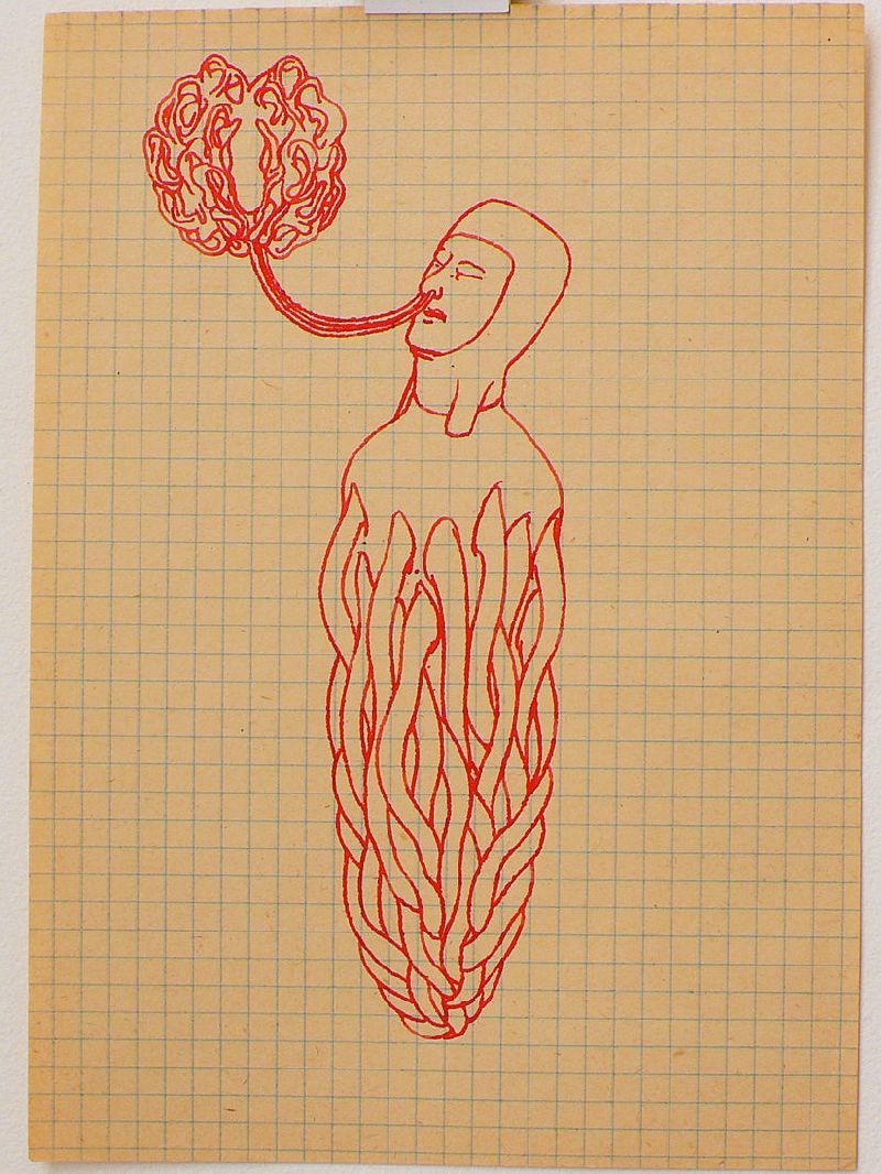 Bea Emsbach, tekeningen van haar afstudeerproject 1994, rode inkt / A5 papier. (bnmfmbolkds) UNICUM
PHŒBUS•Rotterdam