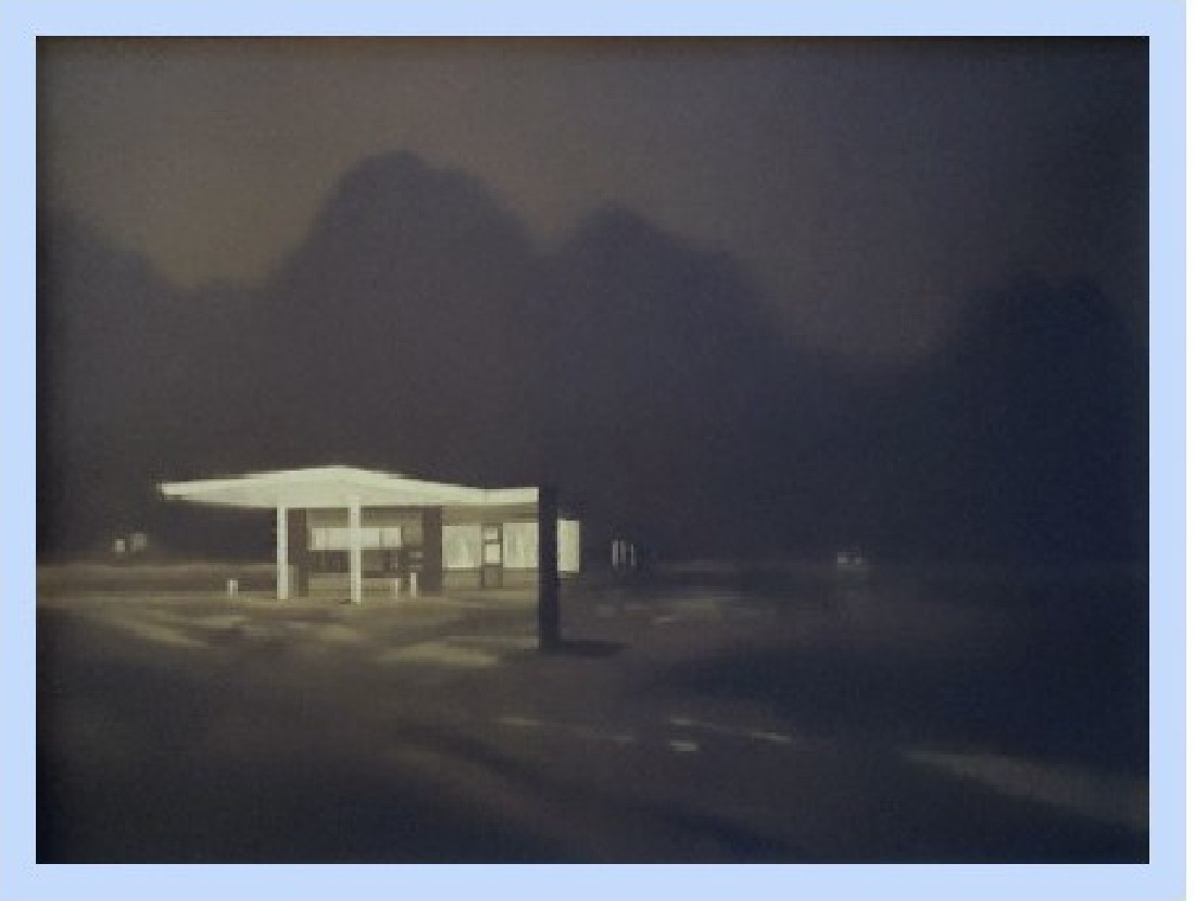 Liezette Gerrits, [Tankstation], 2022, papierreliëf (papier, tape),

led paneel, lxbxd 73 x 90 x 18 cm.
PHŒBUS•Rotterdam