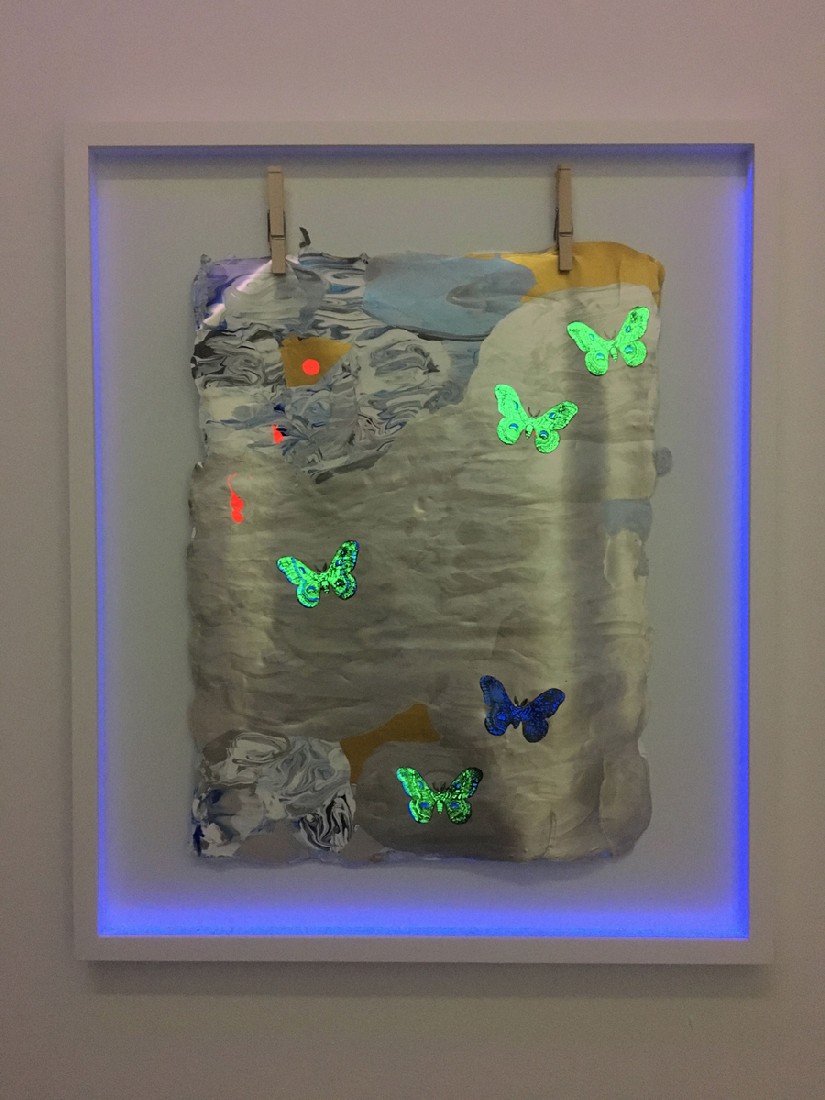 Hanna von Goeler, 'Reverse Alchemy', 2019, in blacklight,
materiaal: olieverf, gedroogde vlinders
PHŒBUS•Rotterdam Hanna von Goeler, 'Reverse Alchemy', 2019, in blacklight,
materiaal: olieverf, gedroogde vlinders
PHŒBUS•Rotterdam