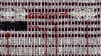 Regula Maria Müller, '123 123', 2023, weefde stof en heeft deze opgeborduurd met steken die samen de dansers en danspassen van een walsje vormen. 29 x 28,5 cm. (detail), katoen, zijde, paarlemoer; te gebruiken als tasje of kussenhoes
PHŒBUS•Rotterdam