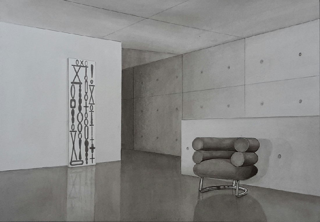 Johan van Oord, Eileen Gray, Bibendum Chair 1926-1929, 2019,
gewassen inkt / papier, 27 x 38 cm.
PHŒBUS•Rotterdam Johan van Oord, Eileen Gray, Bibendum Chair 1926-1929, 2019,
gewassen inkt / papier, 27 x 38 cm.
PHŒBUS•Rotterdam