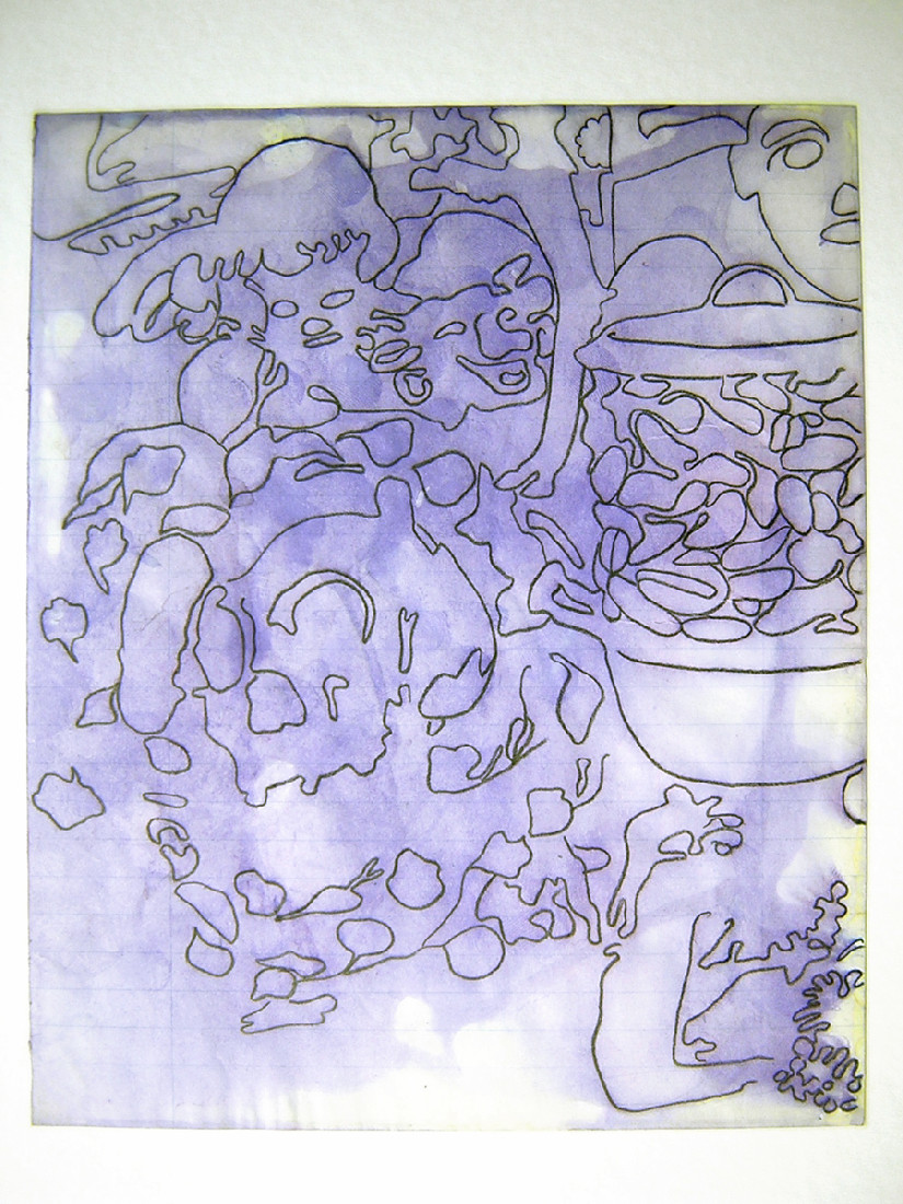 George le Roy, ''MEPHISTO'', werken in anilinepotlood, water/schriftpapier – origineel + facsimile; ca. A4. Zie in dit werk de 'mosselpan' uit een werk van Broodthaers.
PHŒBUS•Rotterdam