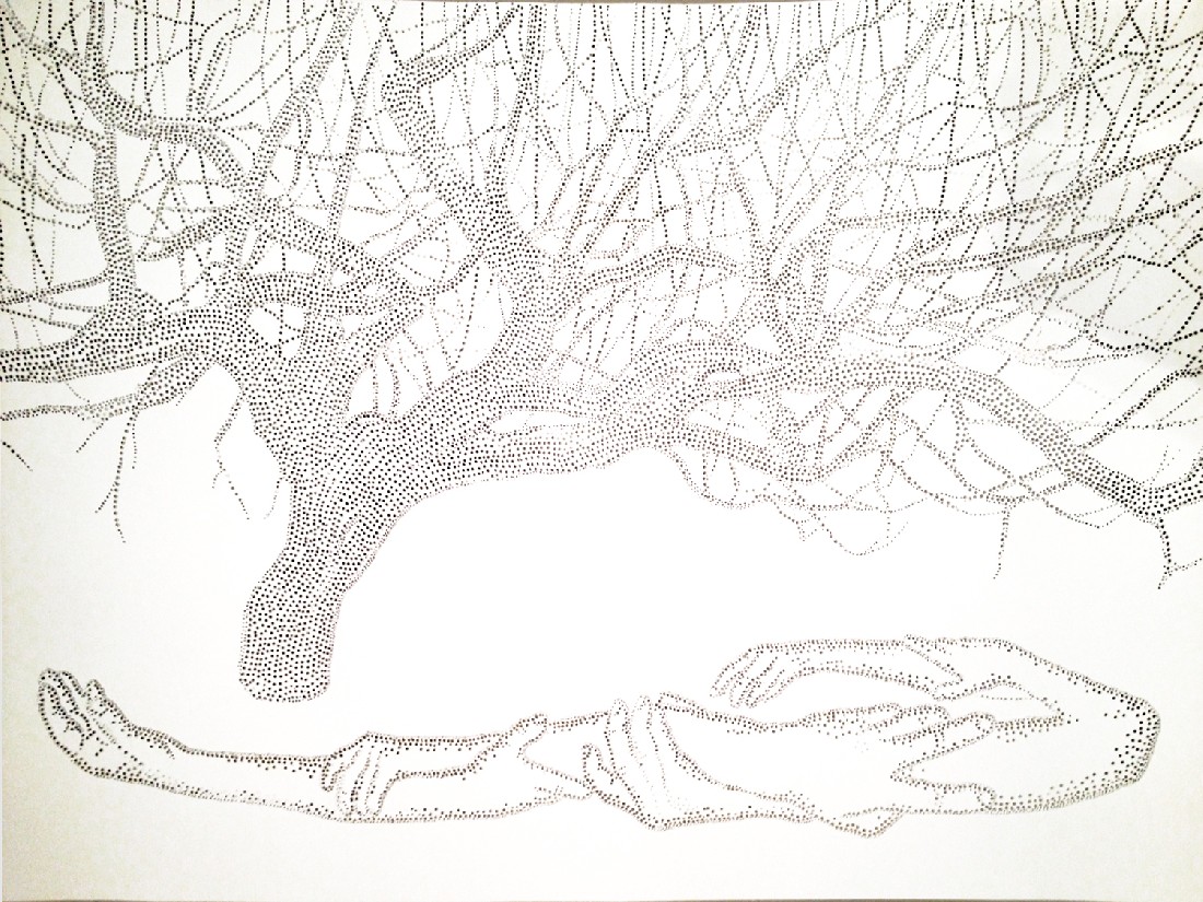 Amparo Sard, geperforeerd papierreliëf 2013 [AS as H+A / ATree], 0.70 x 1 m.

(ingelijst in 90% uv-werend artglas, esdoorningewit).
PHŒBUS•Rotterdam