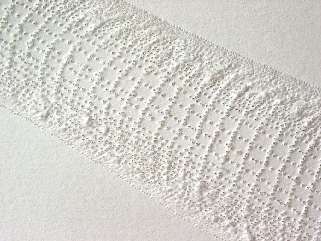 Amparo Sard, ''Handschoen'', 2004 perforaties op papier, 30 x 40 cm, detail
PHŒBUS•Rotterdam Amparo Sard, ''Handschoen'', 2004 perforaties op papier, 30 x 40 cm, detail
PHŒBUS•Rotterdam