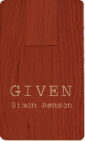 Simon Benson (tekst, vormgeving), ' GIVEN ', boekuitgave op usb-stick, 69 pp.
In het boek zijn alle titels opgenomen, gegeven aan werken die Simon Benson
tussen 2017 en 1988 zijn geëxposeerd. Op een achtergrond van (lege) pagina's
uit gedigitaliseerde (kunst) boeken. ISBN/EAN: 978-90-75593-20-4.
PHŒBUS•Rotterdam